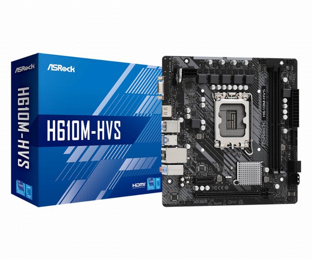 Asrock H610M-HVS Intel H610 | Socket LGA 1700 | Intel H610 | 2xDDR4 | Micro-ATX | Moederbord - Matmuis - Matmuis